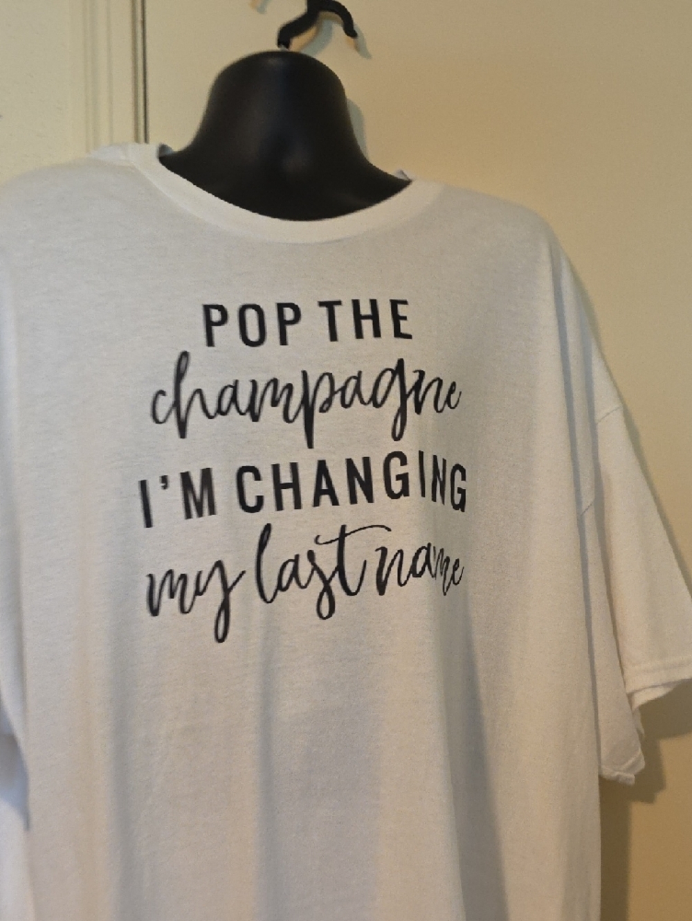 White Graphic Tee "Pop the Champagne" - Picture 6 of 7